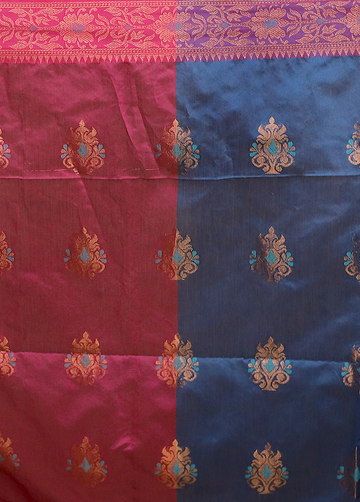 Blue Cotton Saree With Blouse Piece