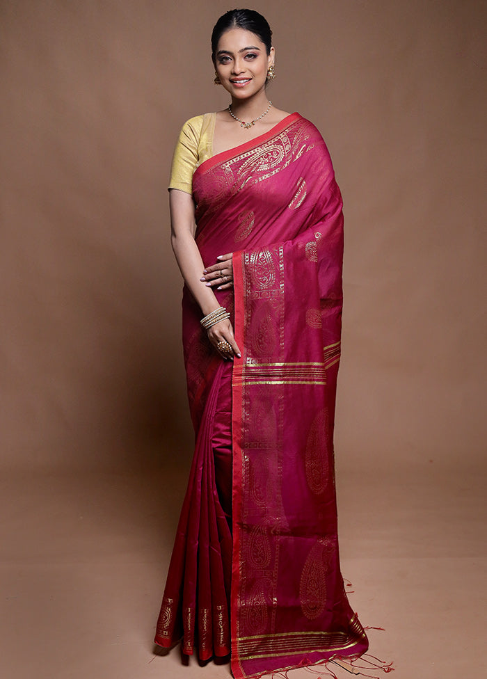 Purple Cotton Saree With Blouse Piece