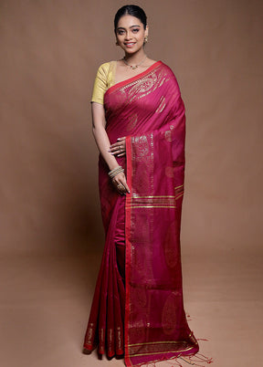 Purple Cotton Saree With Blouse Piece