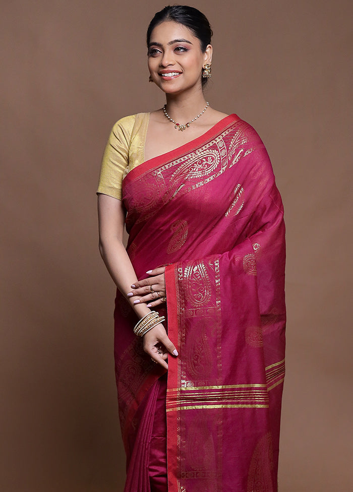 Purple Cotton Saree With Blouse Piece