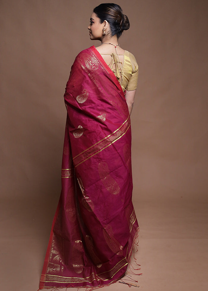 Purple Cotton Saree With Blouse Piece