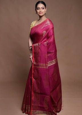 Purple Cotton Saree With Blouse Piece
