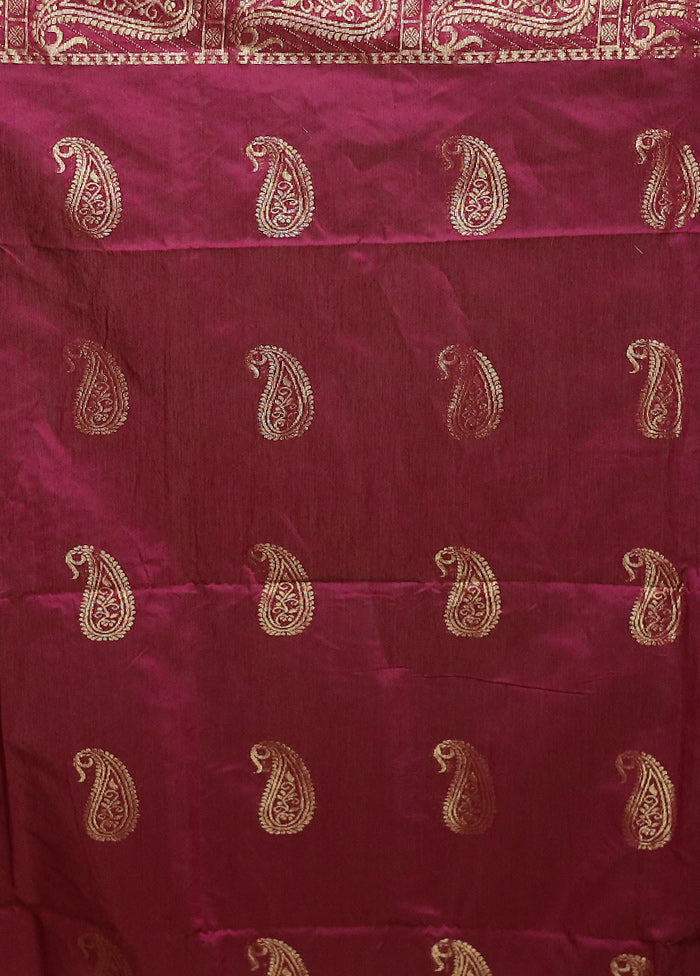 Purple Cotton Saree With Blouse Piece