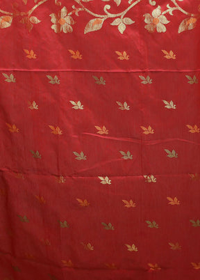Red Cotton Saree With Blouse Piece
