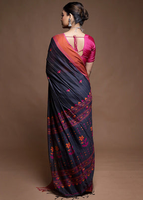 Grey Cotton Saree With Blouse Piece