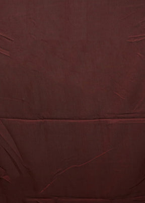 Maroon Pure Cotton Saree With Blouse Piece