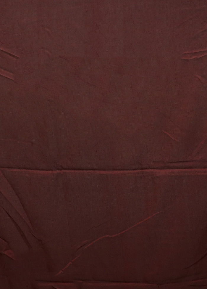 Maroon Pure Cotton Saree With Blouse Piece
