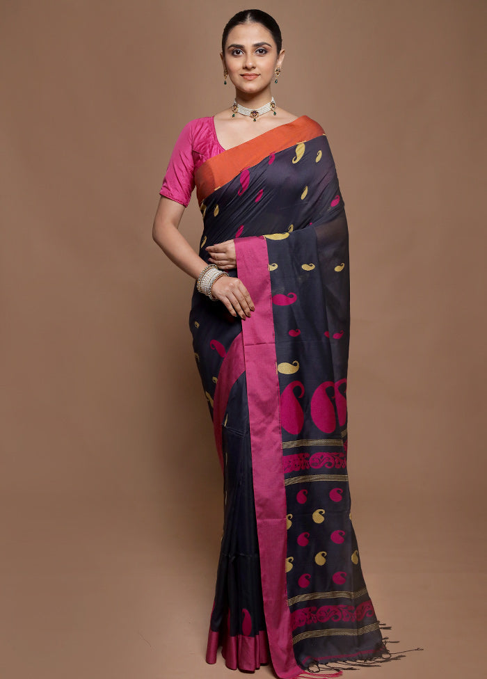 Blue Pure Cotton Saree With Blouse Piece