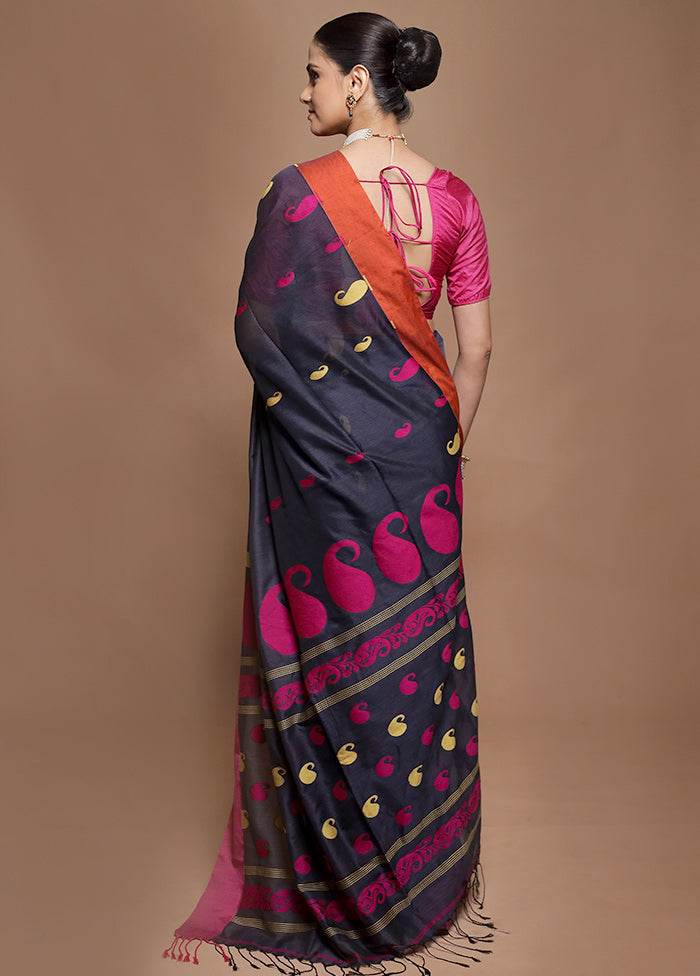 Blue Pure Cotton Saree With Blouse Piece