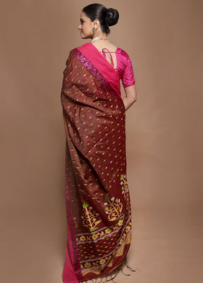 Brown Pure Cotton Saree With Blouse Piece
