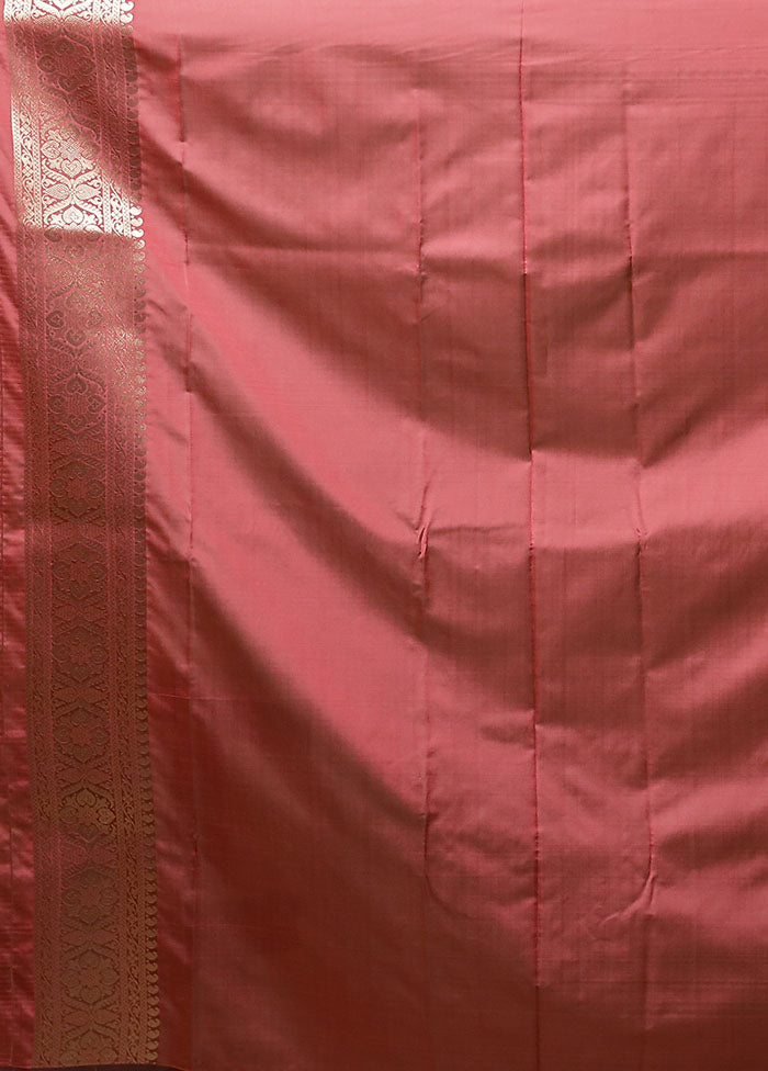 Pink Dupion Silk Saree With Blouse Piece