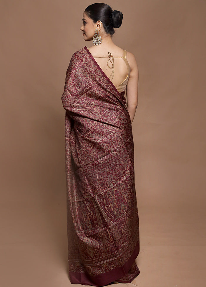 Pink Printed Pure Silk Saree Without Blouse Piece