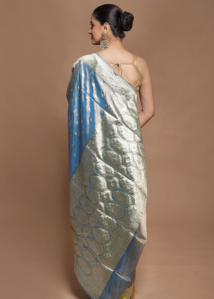 Grey Tissue Silk Saree With Blouse Piece