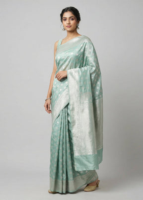 Green Tissue Silk Saree With Blouse Piece