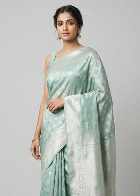 Green Tissue Silk Saree With Blouse Piece