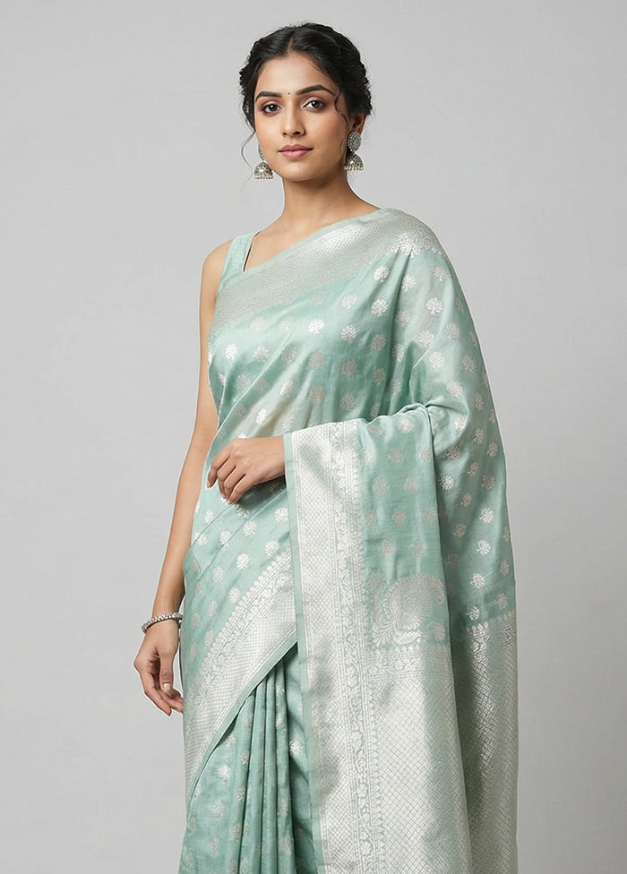 Green Tissue Silk Saree With Blouse Piece