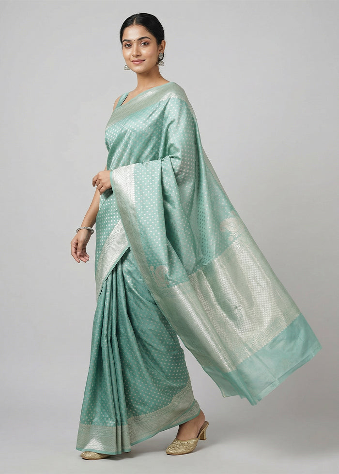 Green Tissue Silk Saree With Blouse Piece
