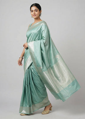 Green Tissue Silk Saree With Blouse Piece