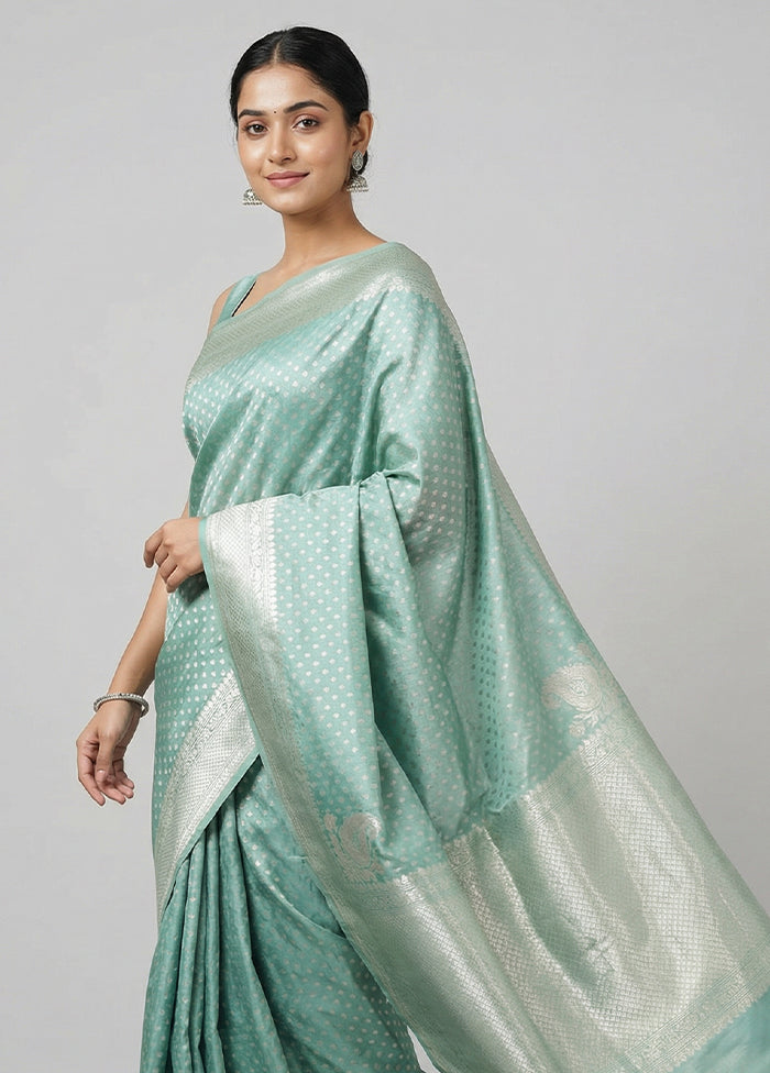Green Tissue Silk Saree With Blouse Piece