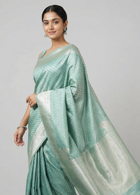 Green Tissue Silk Saree With Blouse Piece