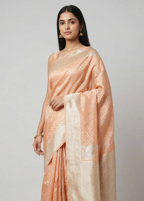 Peach Tissue Silk Saree With Blouse Piece