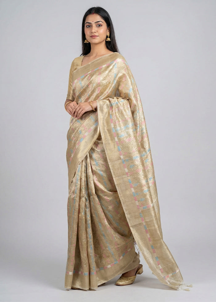 Gold Tissue Silk Saree With Blouse Piece