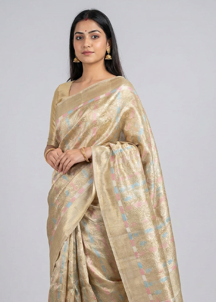 Gold Tissue Silk Saree With Blouse Piece