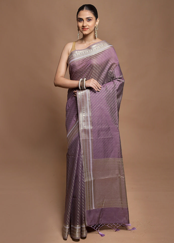 Purple Kora Silk Saree With Blouse Piece