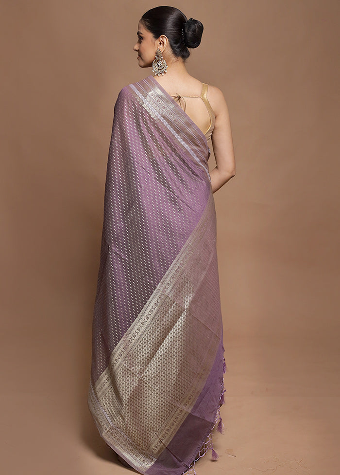 Purple Kora Silk Saree With Blouse Piece
