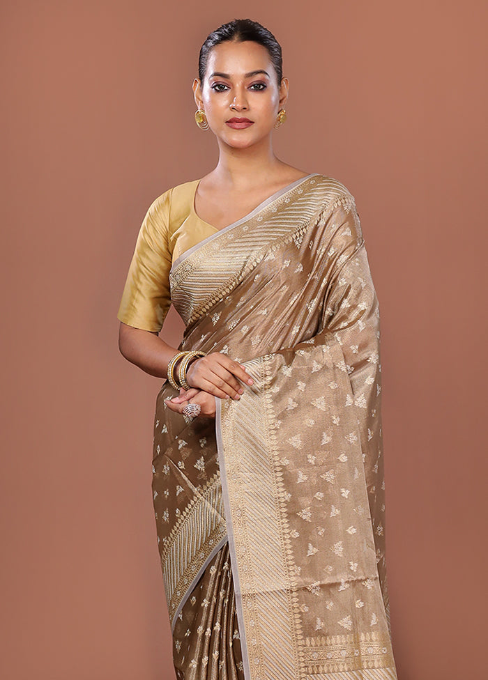 Cream Tissue Silk Saree With Blouse Piece