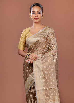 Cream Tissue Silk Saree With Blouse Piece