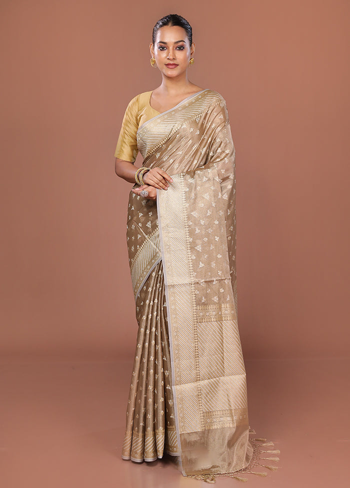 Cream Tissue Silk Saree With Blouse Piece