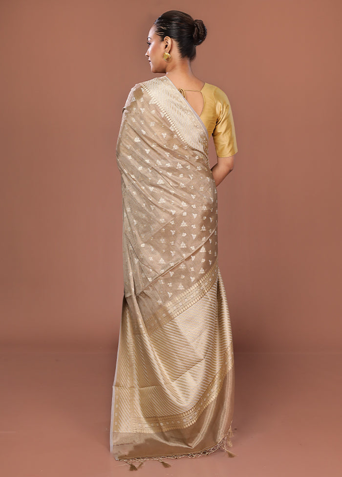 Cream Tissue Silk Saree With Blouse Piece
