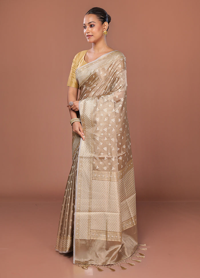 Cream Tissue Silk Saree With Blouse Piece