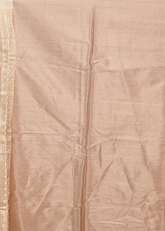 Cream Tissue Silk Saree With Blouse Piece