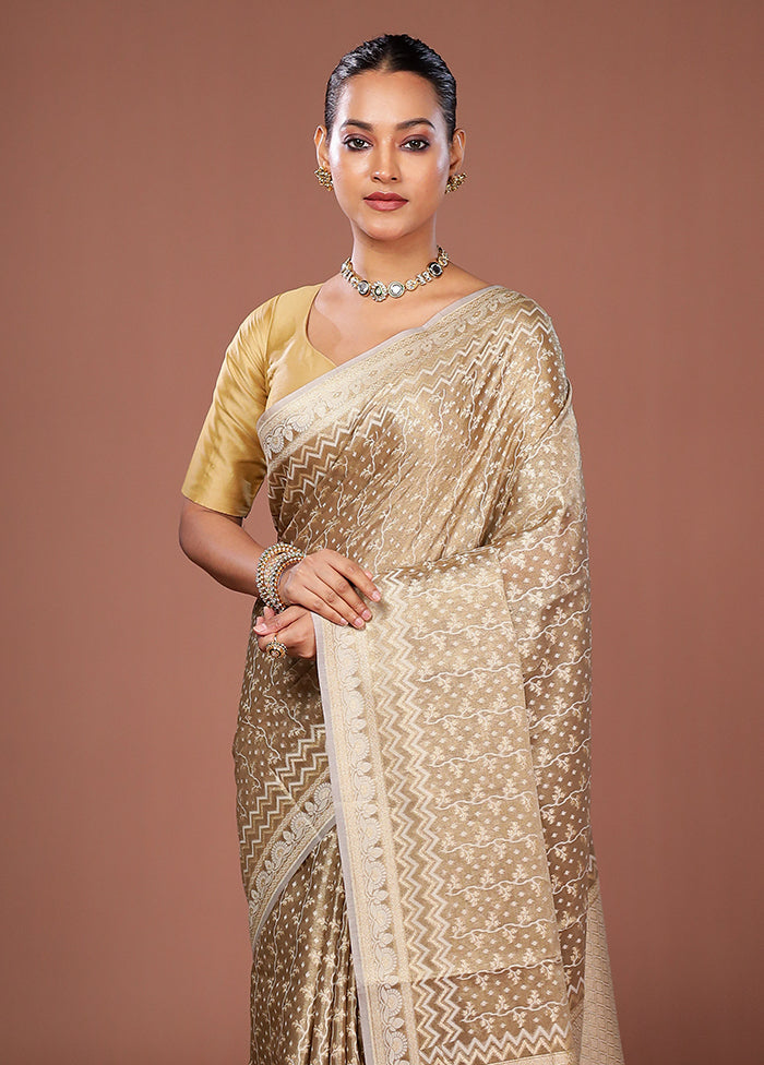 Cream Tissue Silk Saree With Blouse Piece