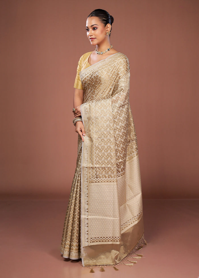 Cream Tissue Silk Saree With Blouse Piece