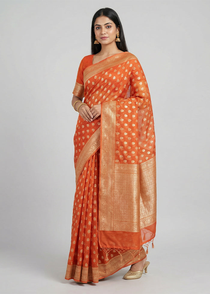 Pink Kora Silk Saree With Blouse Piece