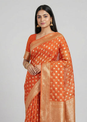 Pink Kora Silk Saree With Blouse Piece
