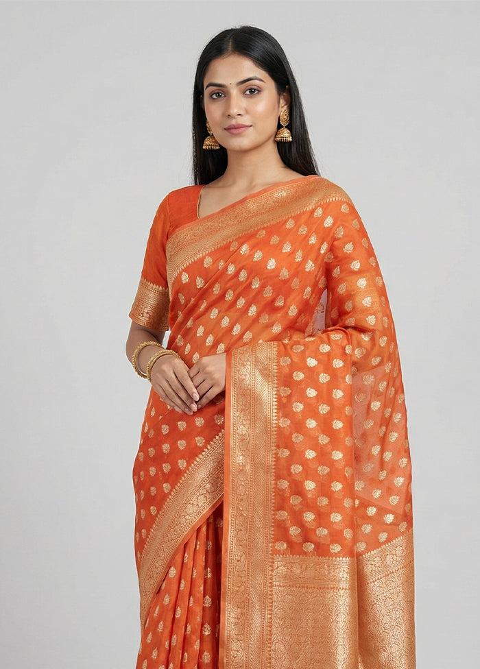 Pink Kora Silk Saree With Blouse Piece