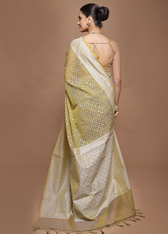 Cream Kora Silk Saree With Blouse Piece