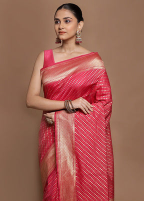 Pink Kora Silk Saree With Blouse Piece