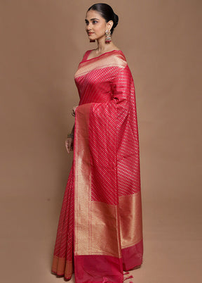 Pink Kora Silk Saree With Blouse Piece