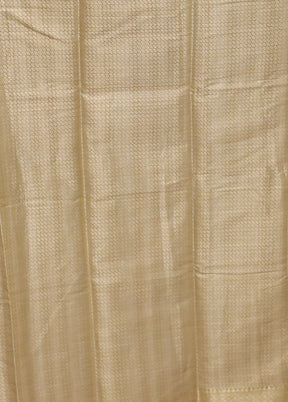 Cream Cotton Saree With Blouse Piece