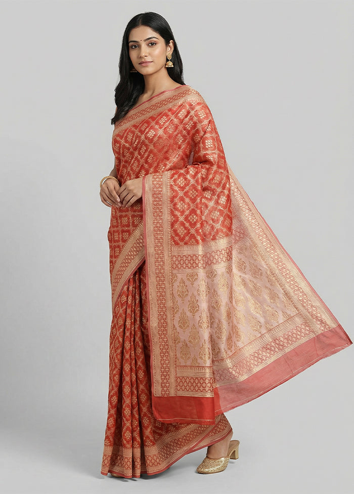Pink Kora Silk Saree With Blouse Piece