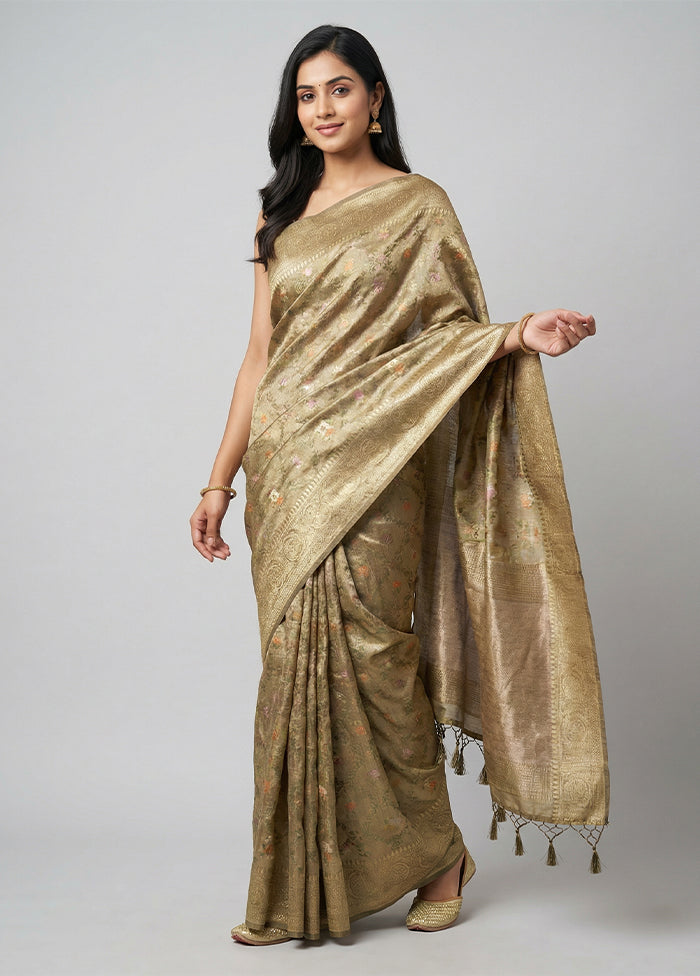 Gold Tissue Silk Saree With Blouse Piece