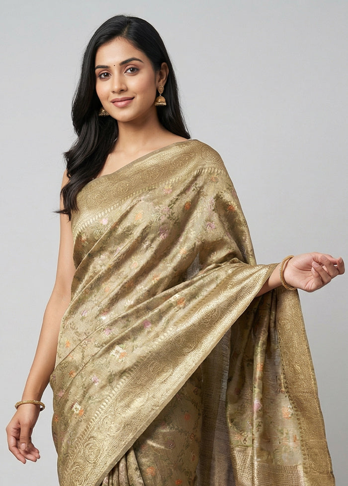 Gold Tissue Silk Saree With Blouse Piece