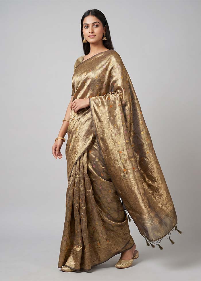 Gold Tissue Silk Saree With Blouse Piece
