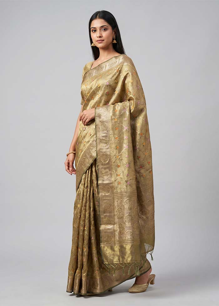 Gold Tissue Silk Saree With Blouse Piece