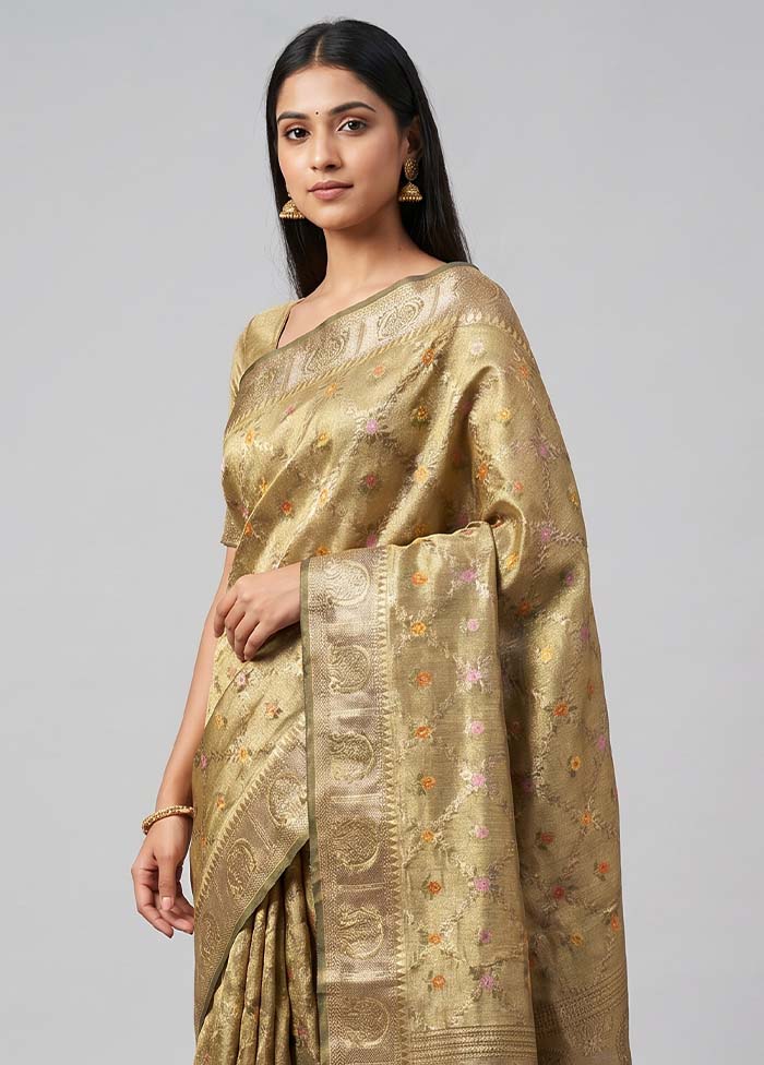 Gold Tissue Silk Saree With Blouse Piece